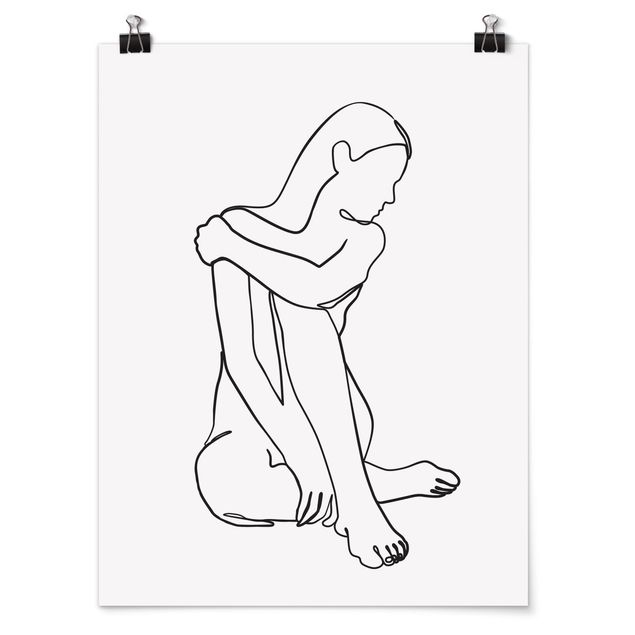 Obrazy portret Linia Art Kobieta naga czarno-biały