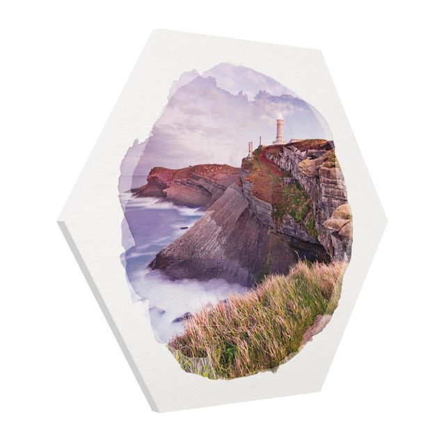 Obrazy morze Akwarele - klif i latarnia morska