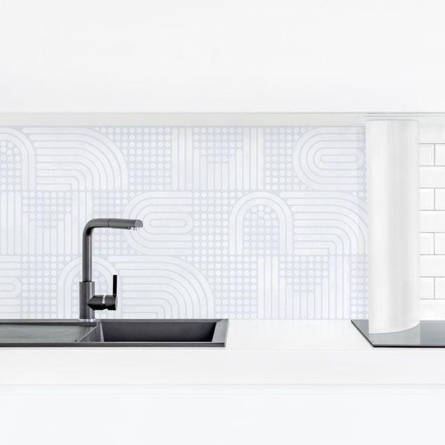 Panel ścienny do kuchni - Wzór tęczy w kolorze białym