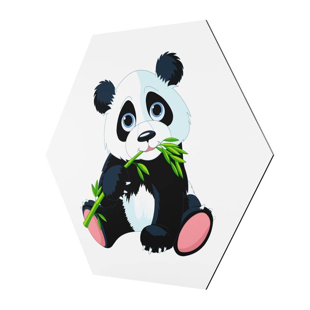 Sześciokątny obraz Snacking Panda