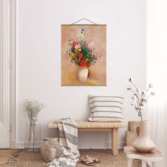 Dekoracja do kuchni Odilon Redon - Wazon z kwiatami (tło różane)