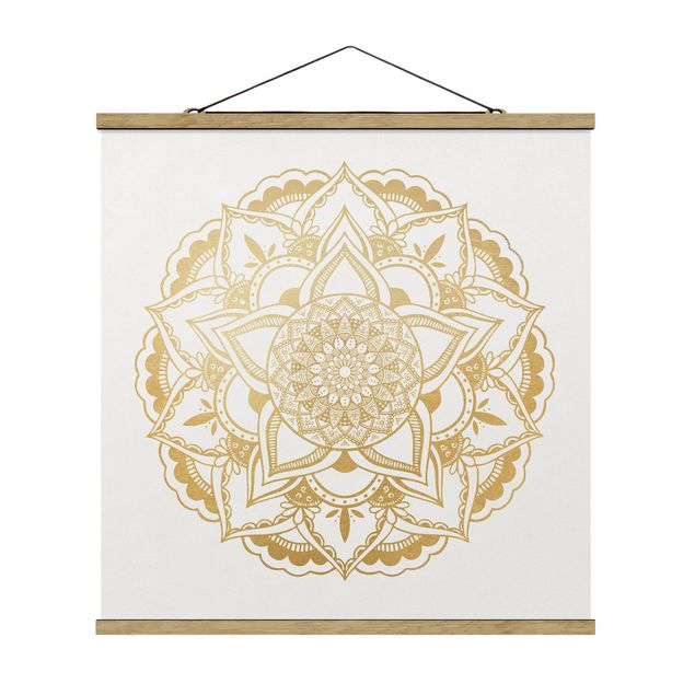 Obrazy nowoczesne Mandala flower Złoto biały