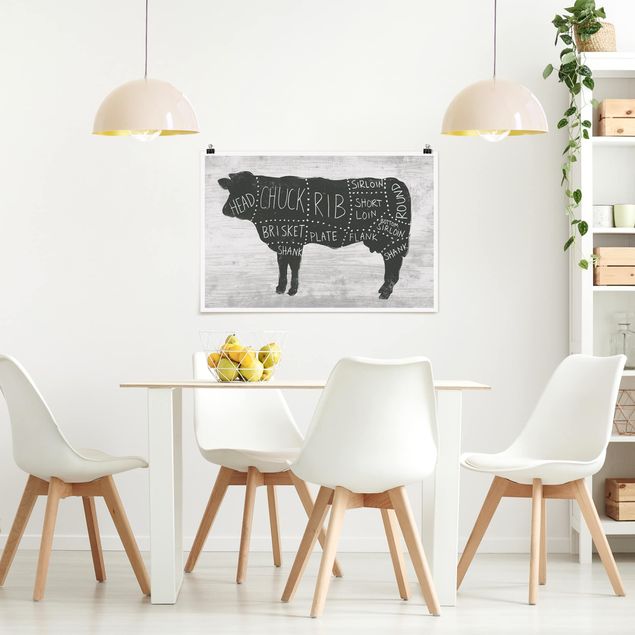 Obrazy ze zwierzętami Płyta ekspozycyjna rzeźnika - wołowina