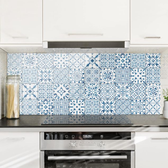 Dekoracja do kuchni Przykładowe płytki niebiesko-biały