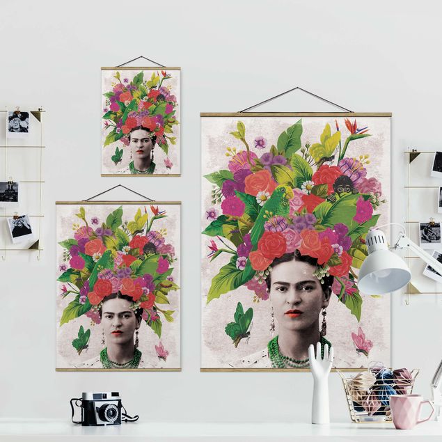 Obrazy z motywem kwiatowym Frida Kahlo - Portret z kwiatami