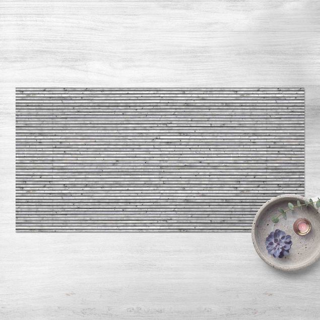 dywan zewnętrzny Ściana drewniana z wąskimi listwami czarno-biały