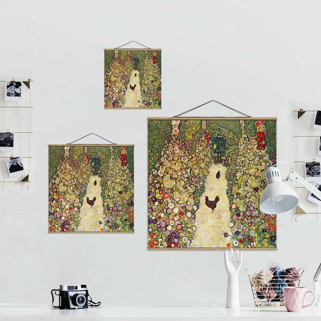 Obrazy z motywem kwiatowym Gustav Klimt - Ścieżka ogrodowa z kurczakami