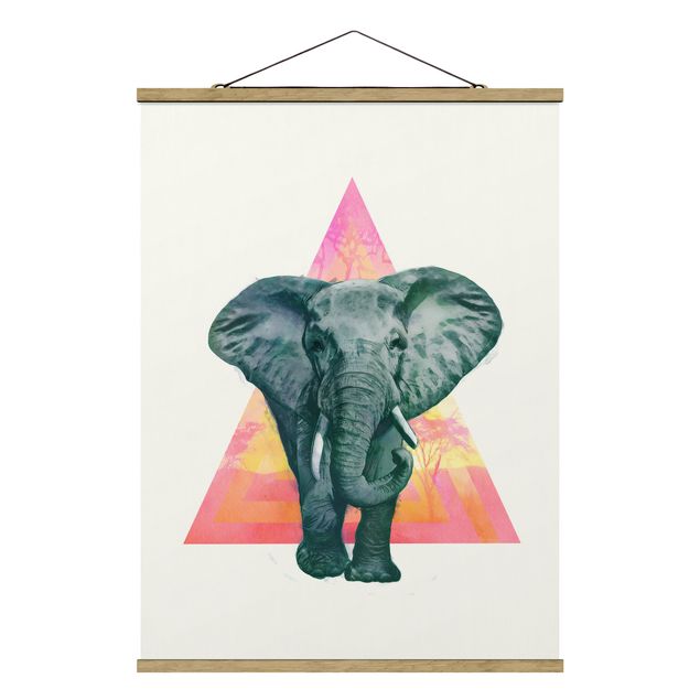 Zwierzęta obrazy Ilustracja przedstawiająca słonia na tle trójkątnego obrazu