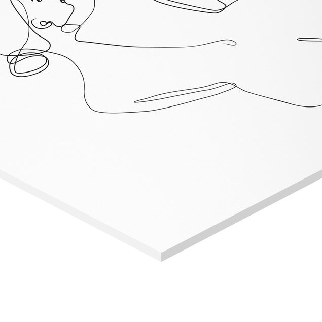 Obraz heksagonalny z Forex 3-częściowy - Linia Art Kobiety nago czarne białe Zestaw