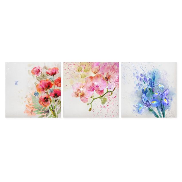 Obrazy Akwarela Trio kwiatowe
