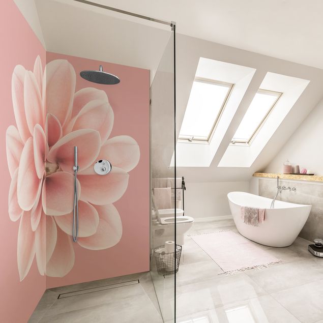 Tylna ścianka prysznicowa - Dahlia Pink Blush Flower Centered