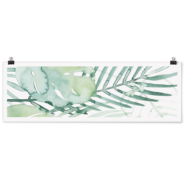Zielony obraz Akwarelowy liść palmy I