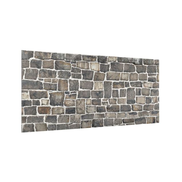 Panel szklany do kuchni - Mur z kamienia naturalnego