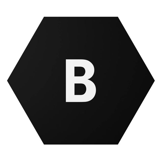 Obraz heksagonalny z Alu-Dibond - Czarna litera B