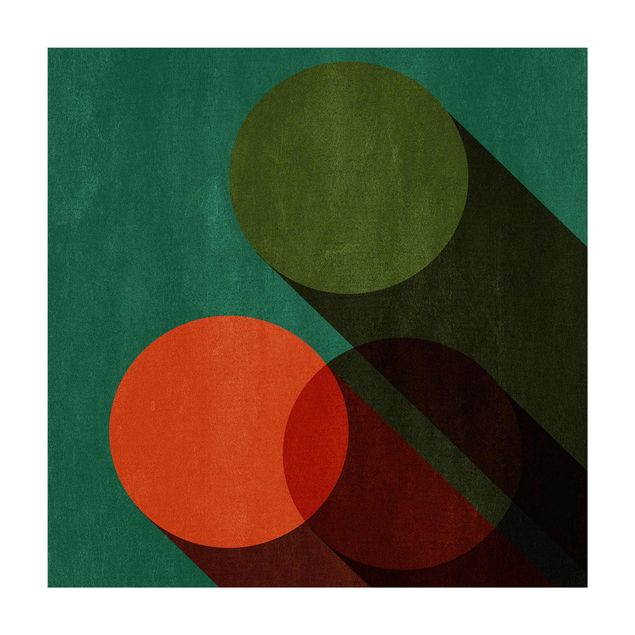 nowoczesny dywan abstrakcyjny Kształty abstrakcyjne - koła w zieleni i czerwieni