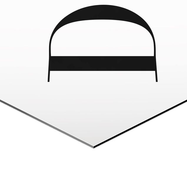 Obraz heksagonalny z Alu-Dibond - Biała litera Szeryf D