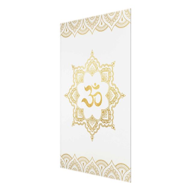 Obrazy nowoczesne Mandala OM Ilustracja Ornament z białego złota