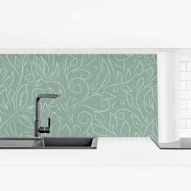 Panel ścienny do kuchni - Wzór dzikiej rośliny na zielonym tle
