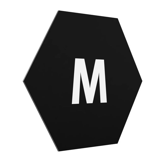 Obraz heksagonalny z Alu-Dibond - Czarna litera M