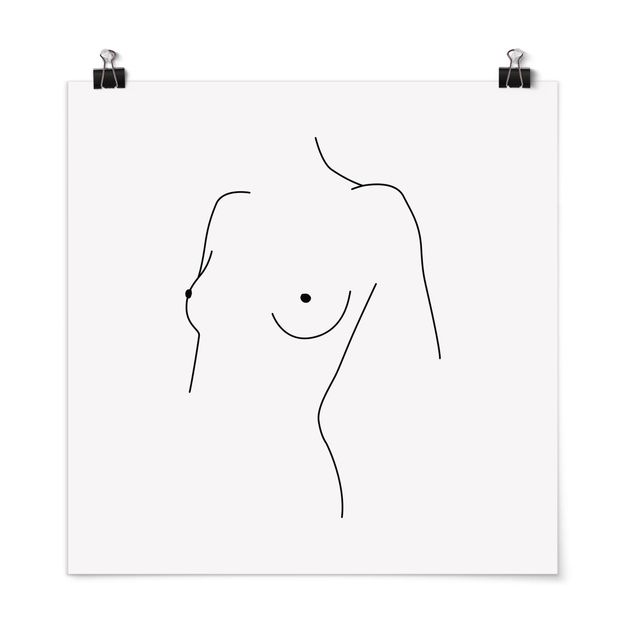 Obrazy portret Line Art Nagi biust kobiety czarno-biały