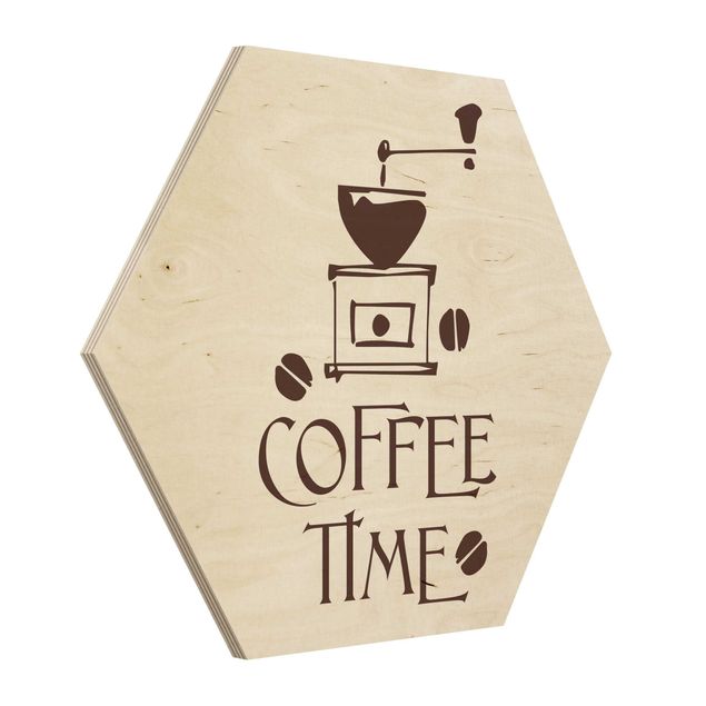 Obraz heksagonalny z drewna - Nr SF318 Coffee Time 5