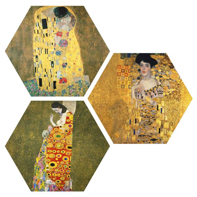 Obraz heksagonalny z Forex 3-częściowy - Gustav Klimt - Portrety