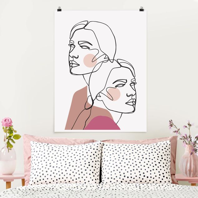 Obrazy do salonu Linia Art Kobiety portret policzki różowy