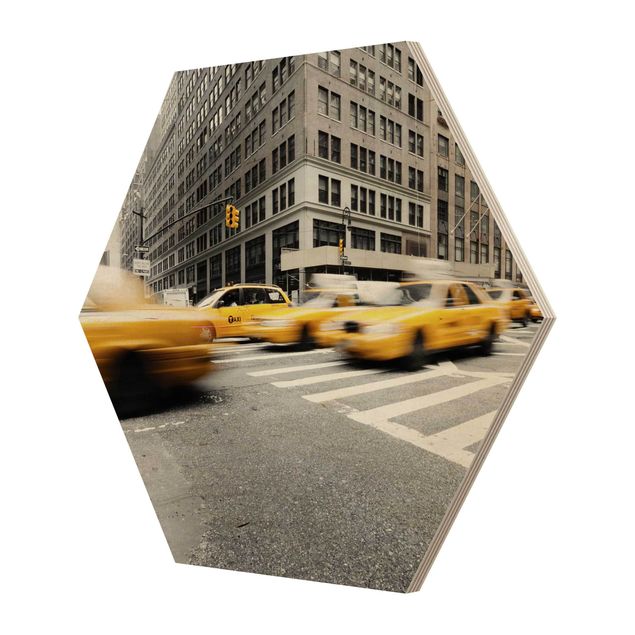 Obraz heksagonalny z drewna - Racing New York