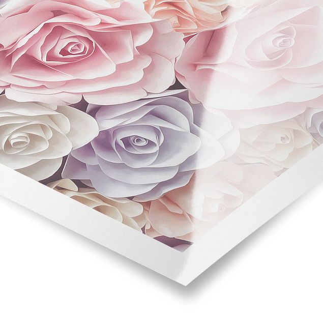 Plakaty na sciane Pastelowe papierowe róże artystyczne