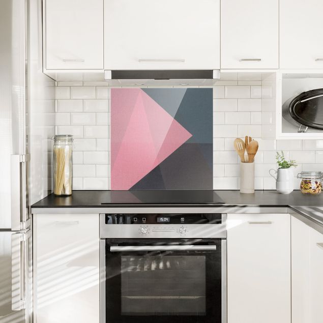 Panele szklane do kuchni Różowa geometria przezroczystości