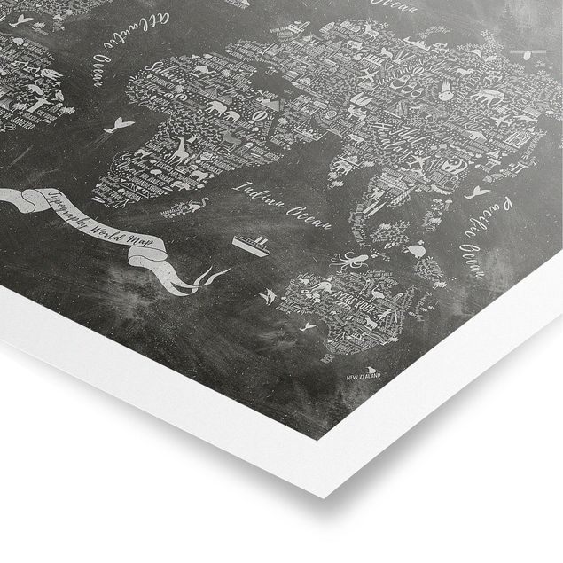 Czarno białe obrazki Kredka typograficzna Mapa świata