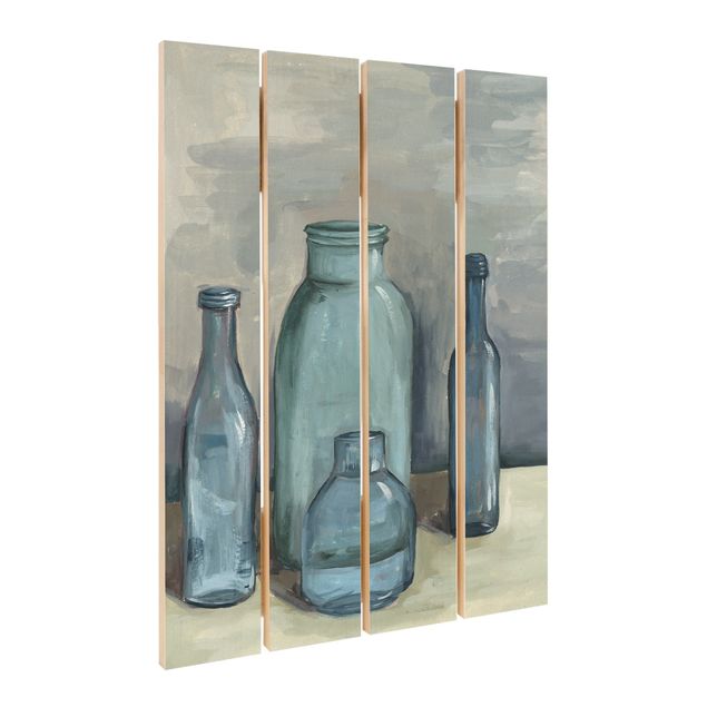Obraz z drewna - Nieruchome życie w szklanych butelkach II