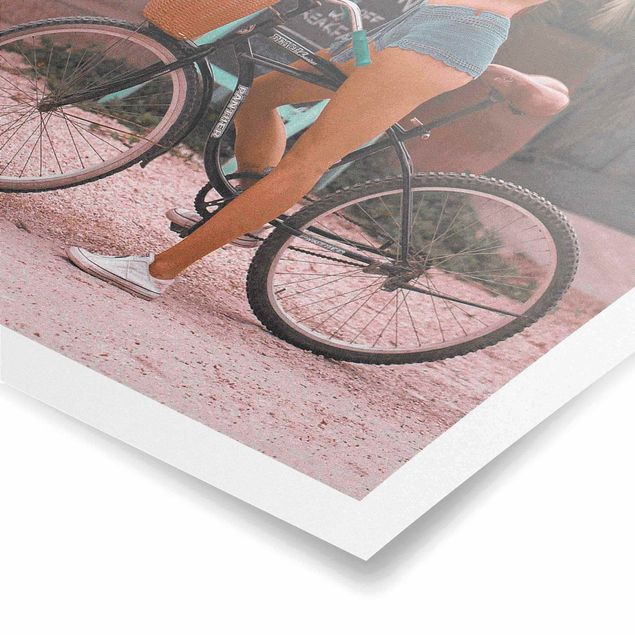 Obrazy retro Dziewczynka na rowerze