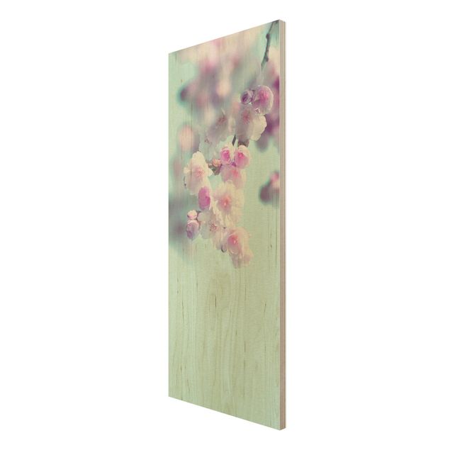 Obrazy z drewna Kolorowe kwiaty wiśni