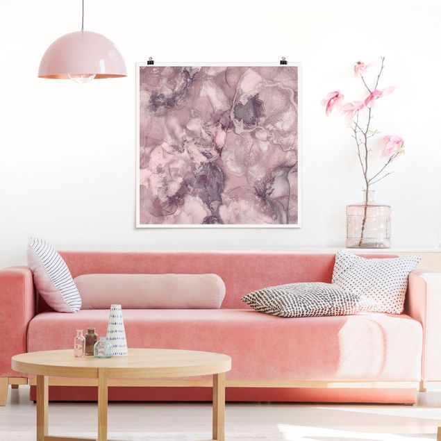 Nowoczesne obrazy do salonu Eksperymenty z kolorami Marmurowy fiolet