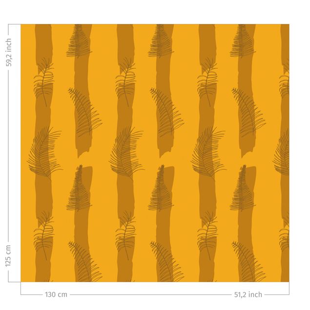 Dekoracja do kuchni Ilustracja paproci z paskami - ciepły żółty