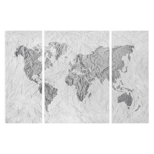 Obraz mapa świata Papierowa mapa świata biała szara