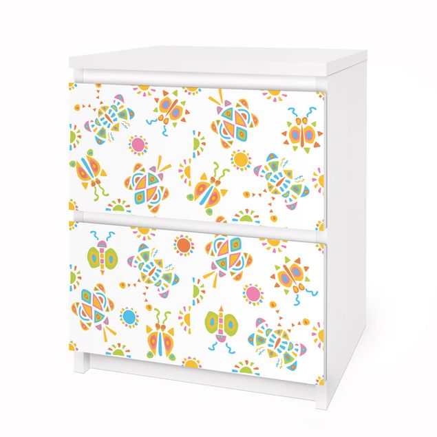 Okleina meblowa IKEA - Malm komoda, 2 szuflady - Ilustracje motyli