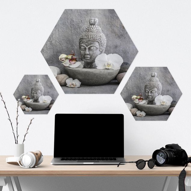 Obrazy Budda Zen, orchidee i kamienie