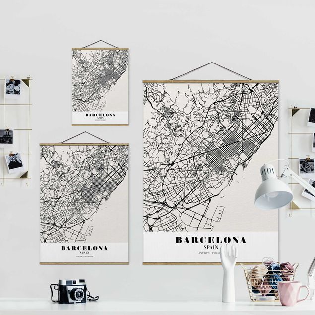 Obrazki czarno białe City Map Barcelona - Klasyczna