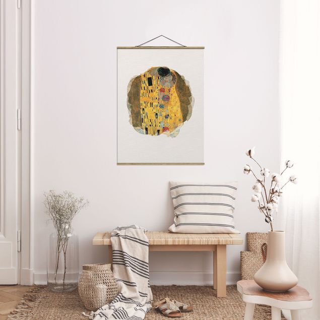 Obrazy do salonu Akwarele - Gustav Klimt - Pocałunek