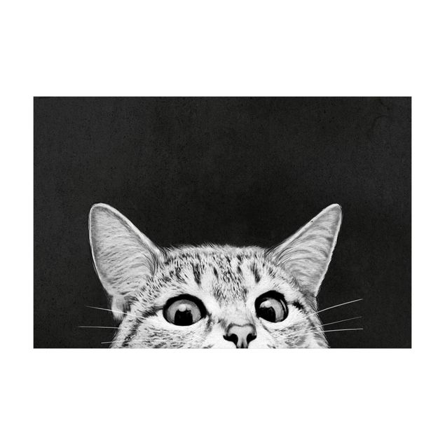 nowoczesny dywan Ilustracja kot czarno-biały rysunek