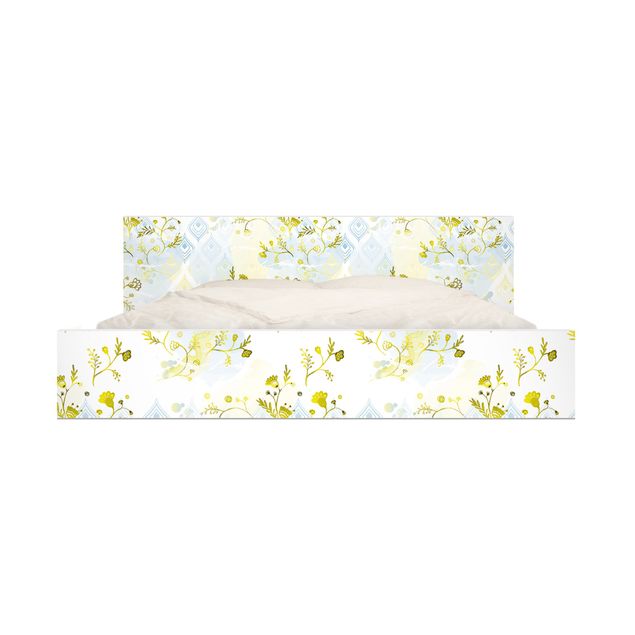 Okleina meblowa IKEA - Malm łóżko 160x200cm - Wzór kwiatowy Oazy