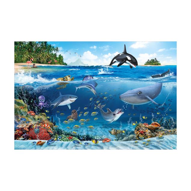 dywan niebieski nowoczesny Animal Club International - Podwodny świat ze zwierzętami