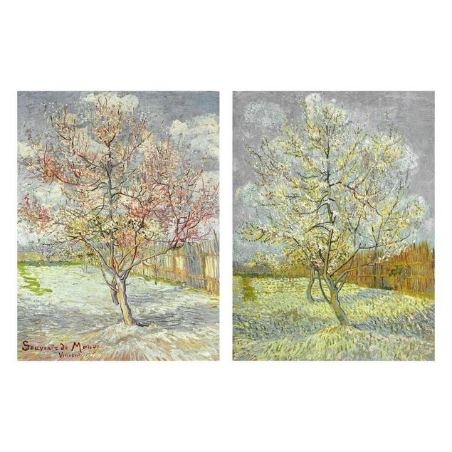 Obrazy drzewa Vincent van Gogh - Kwitnące drzewa brzoskwiniowe w ogrodzie