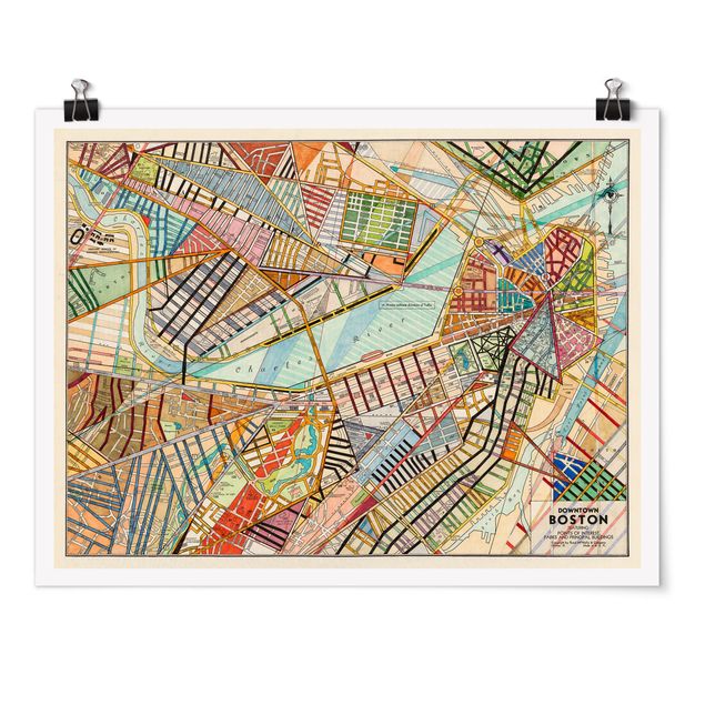 Obrazy kolorowe Nowoczesna mapa Bostonu