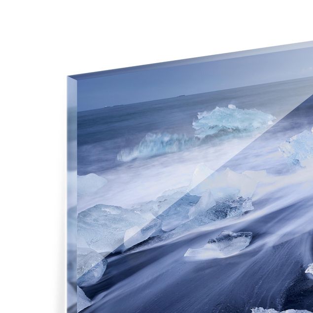 Panel szklany do kuchni - Kawałki lodu na plaży Ostisland Islandia