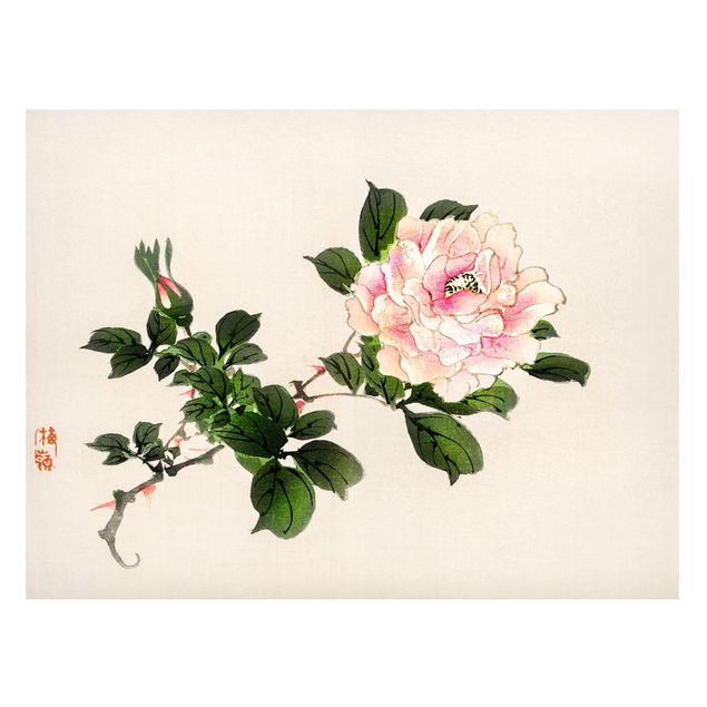 Nowoczesne obrazy do salonu Rysunki azjatyckie Vintage Różowa róża