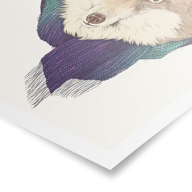 Obraz brązowy Ilustracja Fox Moon Purpurowy turkusowy