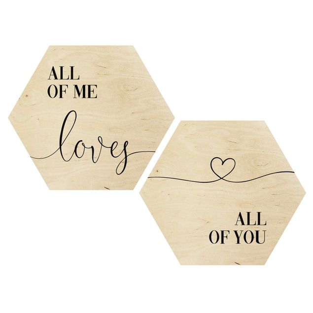 Obraz heksagonalny z drewna 2-częściowy - Całe ja kocha was wszystkich Ustaw I